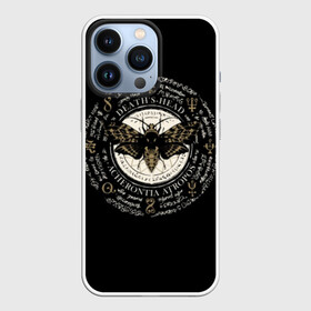 Чехол для iPhone 13 Pro с принтом Бабочка Мертвая голова в городе Новоалтайск,  |  | Тематика изображения на принте: background | black | butterfly | dead | drawing | fashion | graphics | head | illustration | mysticis | pentagram | picture | signs | spell | style | symbols | бабочка | голова | графика | заклинание | знаки | иллюстрация | картинка | мертвая | мистика | 