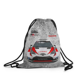 Рюкзак-мешок 3D с принтом WRC Toyota в городе Новоалтайск, 100% полиэстер | плотность ткани — 200 г/м2, размер — 35 х 45 см; лямки — толстые шнурки, застежка на шнуровке, без карманов и подкладки | auto | car | championship | race | rally | toyota | world | wrc | авто | гонки | машина | ралли | трасса | трек | чемпионат