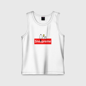 Детская майка хлопок с принтом Snoopreme в городе Новоалтайск,  |  | snoopy | supreme | бигль | комиксы | мода | мульт | надпись | пес | птенец | птица | снупи | собака | суприм | тренд | щенок