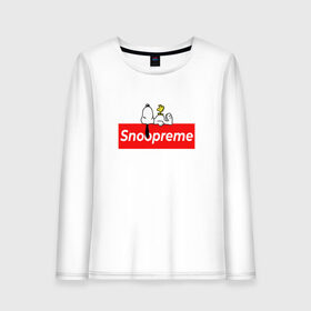 Женский лонгслив хлопок с принтом Snoopreme в городе Новоалтайск, 100% хлопок |  | snoopy | supreme | бигль | комиксы | мода | мульт | надпись | пес | птенец | птица | снупи | собака | суприм | тренд | щенок