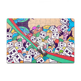 Пазл магнитный 126 элементов с принтом Marshmello World в городе Новоалтайск, полимерный материал с магнитным слоем | 126 деталей, размер изделия —  180*270 мм | christopher | comstock | dj | dotcom | friends | marshmallow | marshmello | usa | диджей | друзья | комсток | крис | маршмэллоу | продюсер | сша