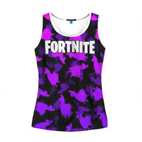 Женская майка 3D с принтом Fortnite (Лама) в городе Новоалтайск, 100% полиэстер | круглая горловина, прямой силуэт, длина до линии бедра | fortnite | game | ninja | online. twitch | битва | игра | камуфляж | король | ниндзя | онлайн | твич | форнайт | фортнайт
