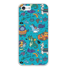 Чехол для iPhone 5/5S матовый с принтом Have a magical day! в городе Новоалтайск, Силикон | Область печати: задняя сторона чехла, без боковых панелей | animals | cat | day | dragons | evil | fashion | funny | green | lama | mountains | rainbow | style | весёлые | вода | волны | волшебный | горы | графика | драконы | единорог | зубы | иллюстрация | картинка | ле | мода | морской | надпись | облака