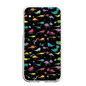 Чехол для iPhone XS Max матовый с принтом Светящиеся динозавры в городе Новоалтайск, Силикон | Область печати: задняя сторона чехла, без боковых панелей | динозавр | дракон | текстура | чешуя