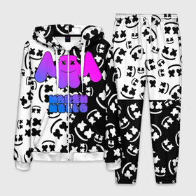 Мужской костюм 3D с принтом Marshmello в городе Новоалтайск, 100% полиэстер | Манжеты и пояс оформлены тканевой резинкой, двухслойный капюшон со шнурком для регулировки, карманы спереди | dj | fortnite | marshmello | music | дж | зефир | маршмелоу | музыка | форнайт | фортнайт