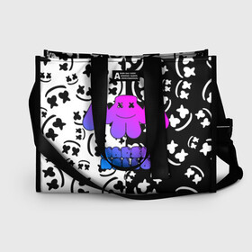 Сумка-шоппер 3D с принтом Marshmello в городе Новоалтайск, 100% полиэстер | застегивается на металлическую кнопку; внутренний карман застегивается на молнию. Стенки укреплены специальным мягким материалом, чтобы защитить содержимое от несильных ударов
 | dj | fortnite | marshmello | music | дж | зефир | маршмелоу | музыка | форнайт | фортнайт