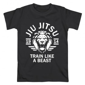 Мужская футболка хлопок с принтом Jiu Jitsu в городе Новоалтайск, 100% хлопок | прямой крой, круглый вырез горловины, длина до линии бедер, слегка спущенное плечо. | Тематика изображения на принте: box | boxing | bruce lee | champion | dragon | fight | fighter | judo | muay thai | team | tiger | ufc | али | боевые | боец | бой | бокс | боксер | борьба | брюс ли | воин | дзюдо | дракон | единоборства | искусство | карате | контакт | кулак | лев