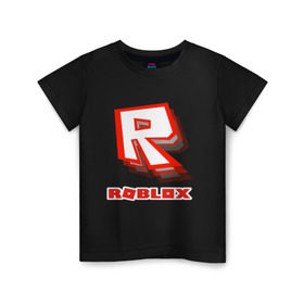 Детская футболка хлопок с принтом Roblox в городе Новоалтайск, 100% хлопок | круглый вырез горловины, полуприлегающий силуэт, длина до линии бедер | play | roblox | детская | для детей | игра | онлайн | ребенку | роблокс | роболкс | симулятор