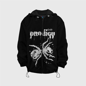 Детская куртка 3D с принтом The Prodigy логотип в городе Новоалтайск, 100% полиэстер | застежка — молния, подол и капюшон оформлены резинкой с фиксаторами, по бокам — два кармана без застежек, один потайной карман на груди, плотность верхнего слоя — 90 г/м2; плотность флисового подклада — 260 г/м2 | Тематика изображения на принте: 2019 | album | art | break | dance | logo | music | prodigy | брейк | граффити | группа | заставка | лого | логотип | музыка | муравей | новый альбом | обложка альбома | продиджи
