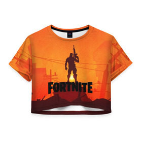 Женская футболка Cropp-top с принтом Fortnite Sunset в городе Новоалтайск, 100% полиэстер | круглая горловина, длина футболки до линии талии, рукава с отворотами | 1 | battle | cs go | fortnite | game | gamer | howl | llama | new | битва | воин | вой | война | дракон | закат | игра | королевская | лама | лого | надпись | новинка | оружие | предводитель | роял | симулятор | строительство | фо