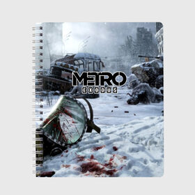 Тетрадь с принтом METRO EXODUS в городе Новоалтайск, 100% бумага | 48 листов, плотность листов — 60 г/м2, плотность картонной обложки — 250 г/м2. Листы скреплены сбоку удобной пружинной спиралью. Уголки страниц и обложки скругленные. Цвет линий — светло-серый
 | 2035 | exodus | metro | metro exodus | metro: exodus | survival horror | арт | артём | исход | метро | метро исход | метро:исход