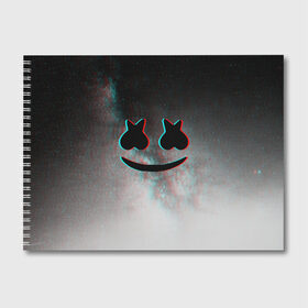 Альбом для рисования с принтом Marshmello в городе Новоалтайск, 100% бумага
 | матовая бумага, плотность 200 мг. | Тематика изображения на принте: christopher comstock | dj | marshmello | music | диджей | клубная музыка | клубняк | крис комсток | логотип | маршмеллоу | музыка