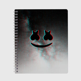 Тетрадь с принтом Marshmello в городе Новоалтайск, 100% бумага | 48 листов, плотность листов — 60 г/м2, плотность картонной обложки — 250 г/м2. Листы скреплены сбоку удобной пружинной спиралью. Уголки страниц и обложки скругленные. Цвет линий — светло-серый
 | christopher comstock | dj | marshmello | music | диджей | клубная музыка | клубняк | крис комсток | логотип | маршмеллоу | музыка