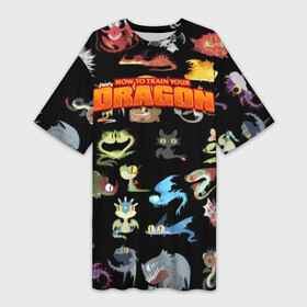 Платье-футболка 3D с принтом How to Train Your Dragon в городе Новоалтайск,  |  | dragon | how | to train | your | астрид | беззубик | викинги | всадник | дракон | как | ночная | олух | приручить | фурия | фэнтези