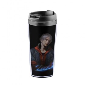 Термокружка-непроливайка с принтом Devil May Cry 5 в городе Новоалтайск, внутренняя часть — пищевой пластик, наружная часть — прозрачный пластик, между ними — полиграфическая вставка с рисунком | объем — 350 мл, герметичная крышка | cry | demon | devil | game | may | дьявол | дьяволы тоже могут плакать | игра | плачь