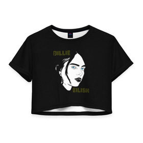 Женская футболка 3D укороченная с принтом Billie Eilish в городе Новоалтайск, 100% полиэстер | круглая горловина, длина футболки до линии талии, рукава с отворотами | at | billie | don’t | eilish | electronic | eyes | me | music | ocean | pirate | smile | synthpop | usa | айлиш | билли | музыка | пайрэт | синти поп | сша | электронная | электропоп