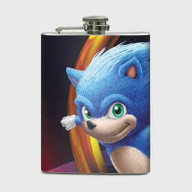 Фляга с принтом Sonic  в городе Новоалтайск, металлический корпус | емкость 0,22 л, размер 125 х 94 мм. Виниловая наклейка запечатывается полностью | blue | hedgehog | movie | sonic | ёжик | синий | соник | фильм