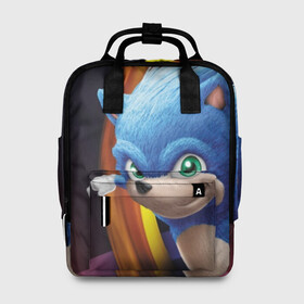 Женский рюкзак 3D с принтом Sonic  в городе Новоалтайск, 100% полиэстер | лямки с регулируемой длиной, сверху ручки, чтобы рюкзак нести как сумку. Основное отделение закрывается на молнию, как и внешний карман. Внутри два дополнительных кармана, один из которых закрывается на молнию. По бокам два дополнительных кармашка, куда поместится маленькая бутылочка
 | Тематика изображения на принте: blue | hedgehog | movie | sonic | ёжик | синий | соник | фильм