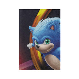 Обложка для паспорта матовая кожа с принтом Sonic  в городе Новоалтайск, натуральная матовая кожа | размер 19,3 х 13,7 см; прозрачные пластиковые крепления | blue | hedgehog | movie | sonic | ёжик | синий | соник | фильм