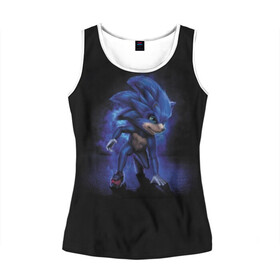 Женская майка 3D с принтом Соник  в городе Новоалтайск, 100% полиэстер | круглая горловина, прямой силуэт, длина до линии бедра | blue | hedgehog | movie | sonic | ёжик | синий | соник | фильм
