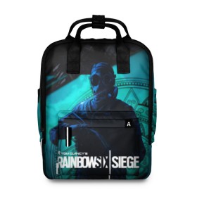 Женский рюкзак 3D с принтом Rainbow Six Siege. Thatcher в городе Новоалтайск, 100% полиэстер | лямки с регулируемой длиной, сверху ручки, чтобы рюкзак нести как сумку. Основное отделение закрывается на молнию, как и внешний карман. Внутри два дополнительных кармана, один из которых закрывается на молнию. По бокам два дополнительных кармашка, куда поместится маленькая бутылочка
 | Тематика изображения на принте: 