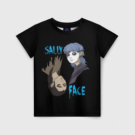 Детская футболка 3D с принтом Sally Face в городе Новоалтайск, 100% гипоаллергенный полиэфир | прямой крой, круглый вырез горловины, длина до линии бедер, чуть спущенное плечо, ткань немного тянется | sally face | игра | компьютерная игра | лицо | маска | протез | салли фейс | школа | шрамы