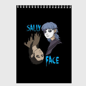 Скетчбук с принтом Sally Face в городе Новоалтайск, 100% бумага
 | 48 листов, плотность листов — 100 г/м2, плотность картонной обложки — 250 г/м2. Листы скреплены сверху удобной пружинной спиралью | sally face | игра | компьютерная игра | лицо | маска | протез | салли фейс | школа | шрамы