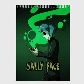 Скетчбук с принтом Sally Face в городе Новоалтайск, 100% бумага
 | 48 листов, плотность листов — 100 г/м2, плотность картонной обложки — 250 г/м2. Листы скреплены сверху удобной пружинной спиралью | sally face | игра | компьютерная игра | лицо | маска | протез | салли фейс | школа | шрамы