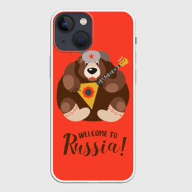 Чехол для iPhone 13 mini с принтом Welcome to Russia в городе Новоалтайск,  |  | animal | balalaika | bear | great | hat | musical | play | power | predator | russia | russian | star | welcome | wild | балалайка | валенки | великая | д | дикий | добро | животное | звезда | играет | инструмент | медведь | музыкальный | надпись | пожало