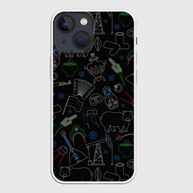 Чехол для iPhone 13 mini с принтом Русский орнамент в городе Новоалтайск,  |  | ak 47 | animal | balalaika | bear | matryoshka | russia | russian | snow | space | vodka | wild | автомат | балалайка | водка | вышка | гармонь | дикий | животное | звезда | инструмент | кокошник | космический | медведь | музыкальный