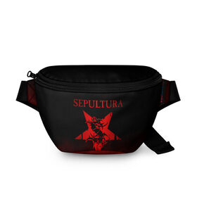 Поясная сумка 3D с принтом Sepultura в городе Новоалтайск, 100% полиэстер | плотная ткань, ремень с регулируемой длиной, внутри несколько карманов для мелочей, основное отделение и карман с обратной стороны сумки застегиваются на молнию | sepultura | грув метал | группы | дэт метал | метал | музыка | рок | трэш метал