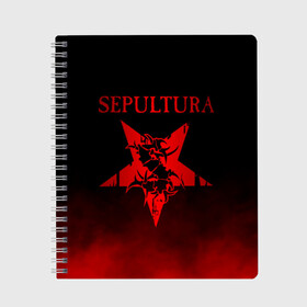 Тетрадь с принтом Sepultura в городе Новоалтайск, 100% бумага | 48 листов, плотность листов — 60 г/м2, плотность картонной обложки — 250 г/м2. Листы скреплены сбоку удобной пружинной спиралью. Уголки страниц и обложки скругленные. Цвет линий — светло-серый
 | sepultura | грув метал | группы | дэт метал | метал | музыка | рок | трэш метал