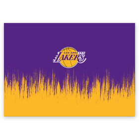 Поздравительная открытка с принтом LA LAKERS в городе Новоалтайск, 100% бумага | плотность бумаги 280 г/м2, матовая, на обратной стороне линовка и место для марки
 | Тематика изображения на принте: los angeles lakers | nba | nba lakers | nba los angeles lakers | леброн джеймс. | лейкерс | лейкерс 2019 | лос анджелес лейкерс | хьюстон лейкерс