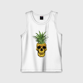 Детская майка хлопок с принтом Ананас в городе Новоалтайск,  |  | cool | creative | design | fruit | green | hype | new york | pineapple | skull | summer | supreme | vanguard | vegan | авангард | ананас | дизайн | зеленый | креатив | круто | лето | фрукт | хайп | череп