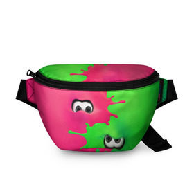 Поясная сумка 3D с принтом Splatoon 2 в городе Новоалтайск, 100% полиэстер | плотная ткань, ремень с регулируемой длиной, внутри несколько карманов для мелочей, основное отделение и карман с обратной стороны сумки застегиваются на молнию | booble gum | game | green | nintendo | pink | shooter | splatoon | switch | twitch | битва | брызги | глаза | головоногие | детям | драка | зеленый | игра | краска | краски | нинтендо | оружие | от третьего лица | розовый | стрелялки | шутер
