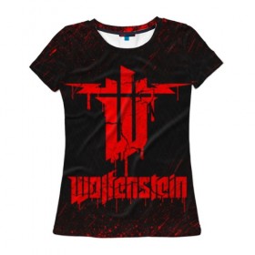 Женская футболка 3D с принтом Wolfenstein в городе Новоалтайск, 100% полиэфир ( синтетическое хлопкоподобное полотно) | прямой крой, круглый вырез горловины, длина до линии бедер | castle wolfenstein | game | machinegames | wolfenstein | волчий камень | вольфенштейн | игра