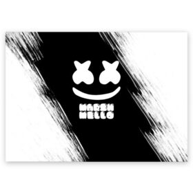 Поздравительная открытка с принтом Marshmello 4 в городе Новоалтайск, 100% бумага | плотность бумаги 280 г/м2, матовая, на обратной стороне линовка и место для марки
 | dj | fortnite | marshmello | music | дж | зефир | маршмелоу | музыка | форнайт | фортнайт