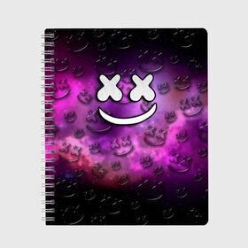 Тетрадь с принтом Marshmello в городе Новоалтайск, 100% бумага | 48 листов, плотность листов — 60 г/м2, плотность картонной обложки — 250 г/м2. Листы скреплены сбоку удобной пружинной спиралью. Уголки страниц и обложки скругленные. Цвет линий — светло-серый
 | marshmello | диджей | звезды | клуб | клубная музыка | космос | маршмеллоу | маршмэлло | маршмэллоу | музыка | небо | ночь | электронная