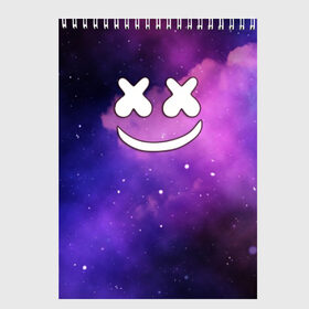 Скетчбук с принтом Marshmello в городе Новоалтайск, 100% бумага
 | 48 листов, плотность листов — 100 г/м2, плотность картонной обложки — 250 г/м2. Листы скреплены сверху удобной пружинной спиралью | marshmello | диджей | звезды | клуб | клубная музыка | космос | маршмеллоу | маршмэлло | маршмэллоу | музыка | небо | ночь | электронная