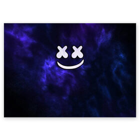 Поздравительная открытка с принтом Marshmello в городе Новоалтайск, 100% бумага | плотность бумаги 280 г/м2, матовая, на обратной стороне линовка и место для марки
 | marshmello | диджей | звезды | клуб | клубная музыка | космос | маршмеллоу | маршмэлло | маршмэллоу | музыка | небо | ночь | электронная