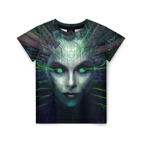 Детская футболка 3D с принтом System Shock в городе Новоалтайск, 100% гипоаллергенный полиэфир | прямой крой, круглый вырез горловины, длина до линии бедер, чуть спущенное плечо, ткань немного тянется | access | hyper | network | optimized | sentient | shodan | ии | интеллект | искусственный | машина | разум | цитадель | цифровой | шодан