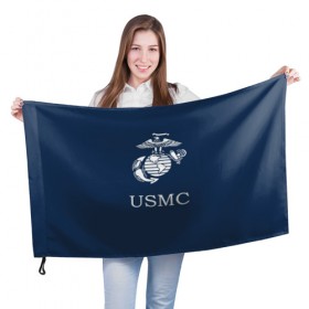 Флаг 3D с принтом United States Marine Corps в городе Новоалтайск, 100% полиэстер | плотность ткани — 95 г/м2, размер — 67 х 109 см. Принт наносится с одной стороны | u.s. army | u.s. navy | армия | морская пехота