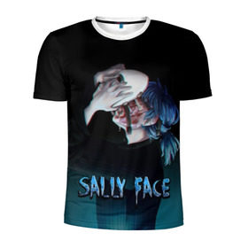 Мужская футболка 3D спортивная с принтом Sally Face в городе Новоалтайск, 100% полиэстер с улучшенными характеристиками | приталенный силуэт, круглая горловина, широкие плечи, сужается к линии бедра | sally face | игра | компьютерная игра | лицо | маска | протез | салли фейс | школа | шрамы