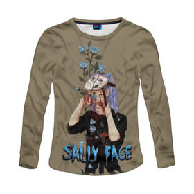 Женский лонгслив 3D с принтом Sally Face в городе Новоалтайск, 100% полиэстер | длинные рукава, круглый вырез горловины, полуприлегающий силуэт | sally face | игра | компьютерная игра | лицо | маска | протез | салли фейс | школа | шрамы