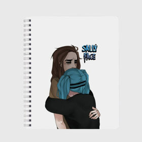 Тетрадь с принтом Sally Face в городе Новоалтайск, 100% бумага | 48 листов, плотность листов — 60 г/м2, плотность картонной обложки — 250 г/м2. Листы скреплены сбоку удобной пружинной спиралью. Уголки страниц и обложки скругленные. Цвет линий — светло-серый
 | sally face | игра | компьютерная игра | лицо | маска | протез | салли фейс | школа | шрамы