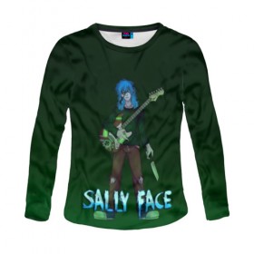Женский лонгслив 3D с принтом Sally Face в городе Новоалтайск, 100% полиэстер | длинные рукава, круглый вырез горловины, полуприлегающий силуэт | sally face | игра | компьютерная игра | лицо | маска | протез | салли фейс | школа | шрамы