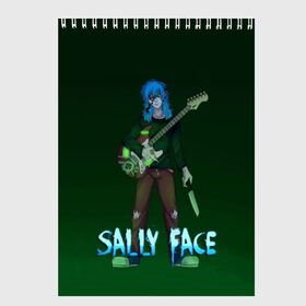 Скетчбук с принтом Sally Face в городе Новоалтайск, 100% бумага
 | 48 листов, плотность листов — 100 г/м2, плотность картонной обложки — 250 г/м2. Листы скреплены сверху удобной пружинной спиралью | sally face | игра | компьютерная игра | лицо | маска | протез | салли фейс | школа | шрамы