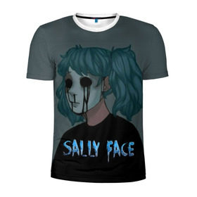 Мужская футболка 3D спортивная с принтом Sally Face в городе Новоалтайск, 100% полиэстер с улучшенными характеристиками | приталенный силуэт, круглая горловина, широкие плечи, сужается к линии бедра | sally face | игра | компьютерная игра | лицо | маска | протез | салли фейс | школа | шрамы