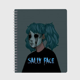 Тетрадь с принтом Sally Face в городе Новоалтайск, 100% бумага | 48 листов, плотность листов — 60 г/м2, плотность картонной обложки — 250 г/м2. Листы скреплены сбоку удобной пружинной спиралью. Уголки страниц и обложки скругленные. Цвет линий — светло-серый
 | sally face | игра | компьютерная игра | лицо | маска | протез | салли фейс | школа | шрамы