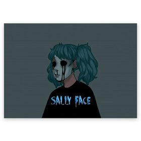 Поздравительная открытка с принтом Sally Face в городе Новоалтайск, 100% бумага | плотность бумаги 280 г/м2, матовая, на обратной стороне линовка и место для марки
 | sally face | игра | компьютерная игра | лицо | маска | протез | салли фейс | школа | шрамы